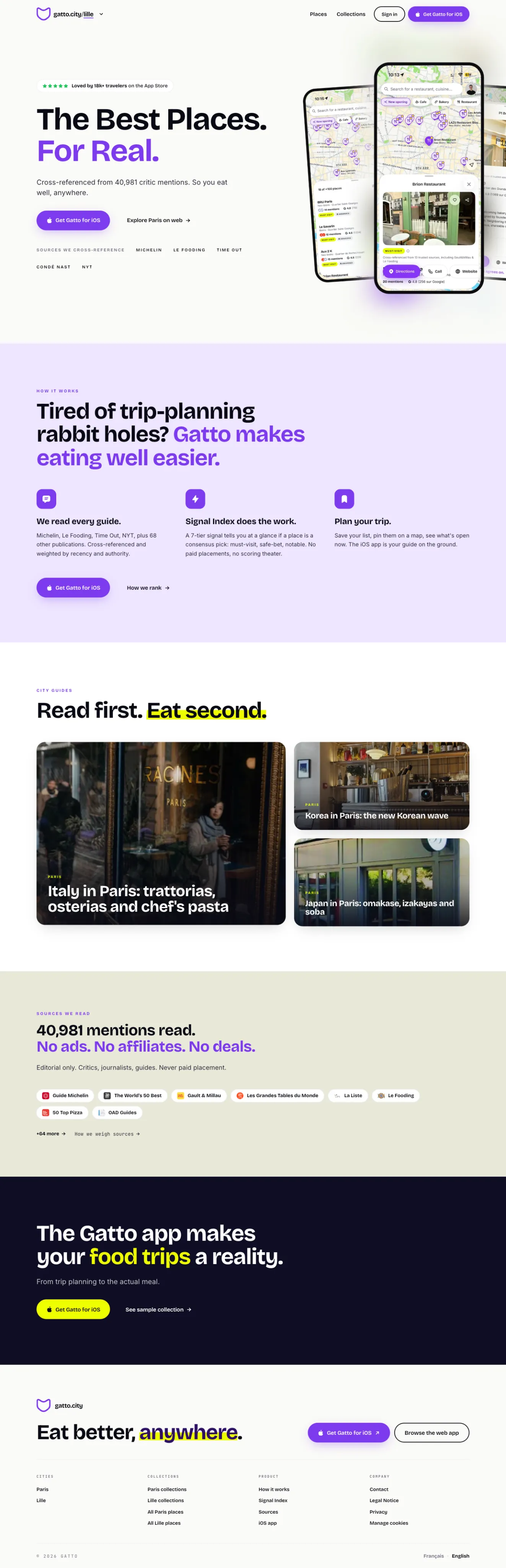 Full Gatto website homepage, from hero to editorial sections, scrolling inside its frame as the page scrolls.